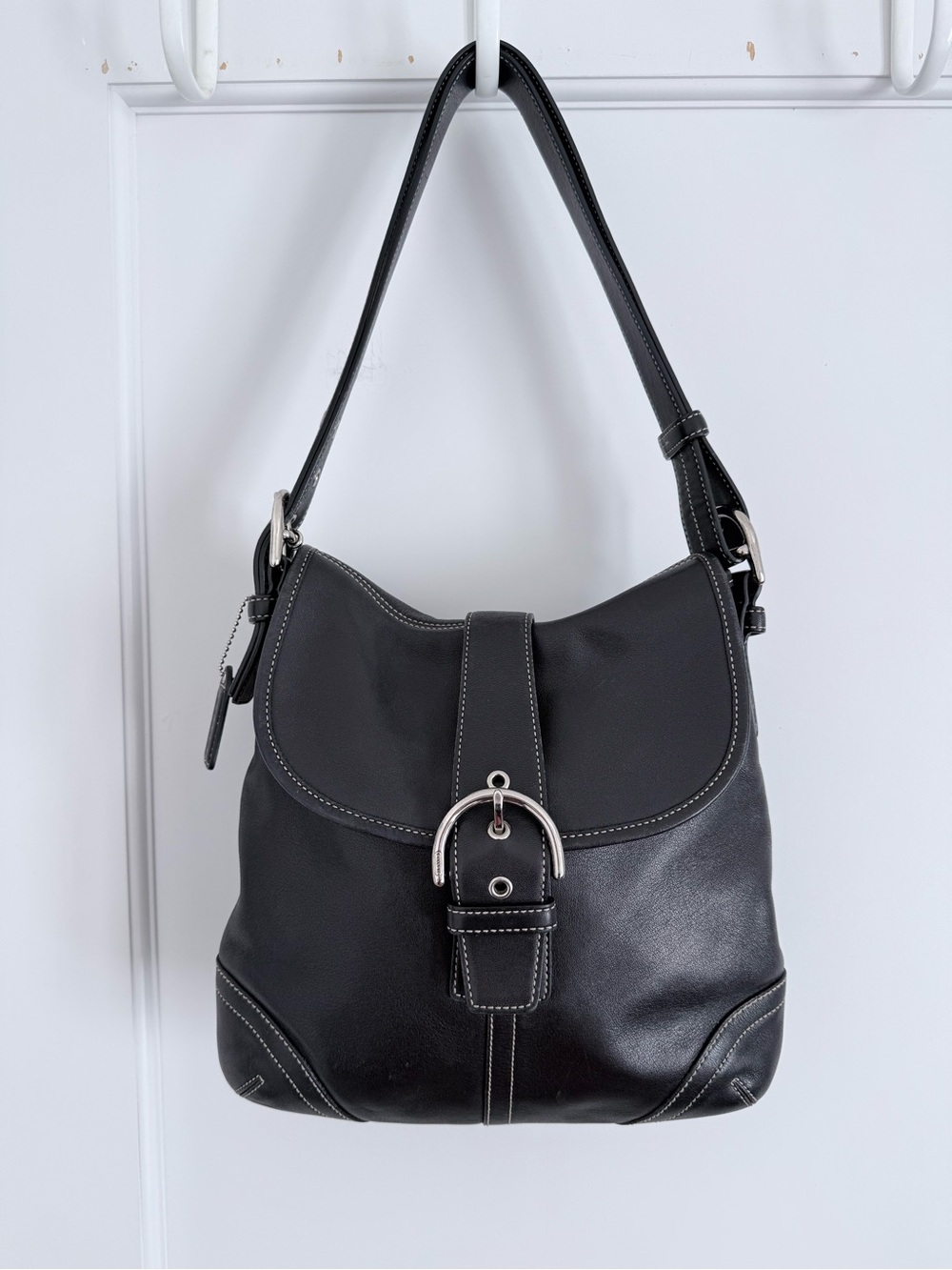 Y2K Coach Soho Buckle Flap Hobo - black leather